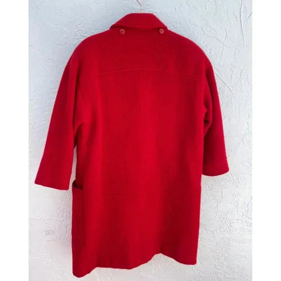 Gallery Womens Long Trench Wool Midi Coat Red Sz 10 - Picture 2 of 14